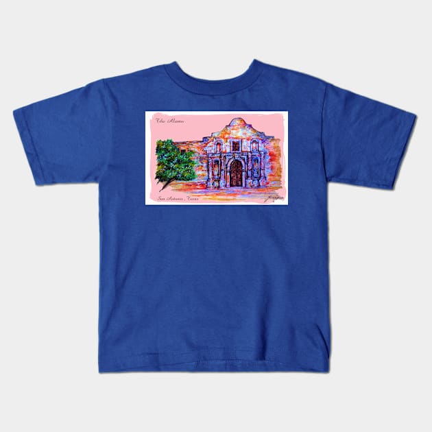 ALAMO for LADIES Kids T-Shirt by jmodern